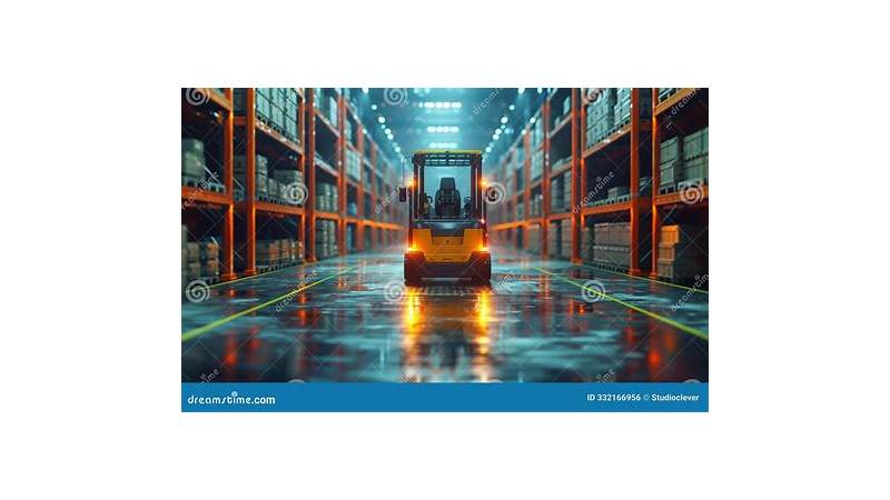 Modern warehouse with automated systems and forklifts